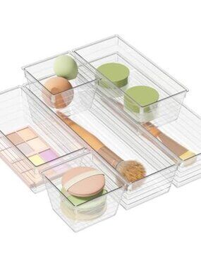 Acrylic Drawer Organizer Set Clear Storage Tray Kitchen Office Bathroom 6 Piece